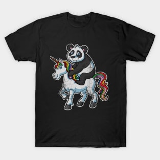 Panda Bear Riding Unicorn T-Shirt